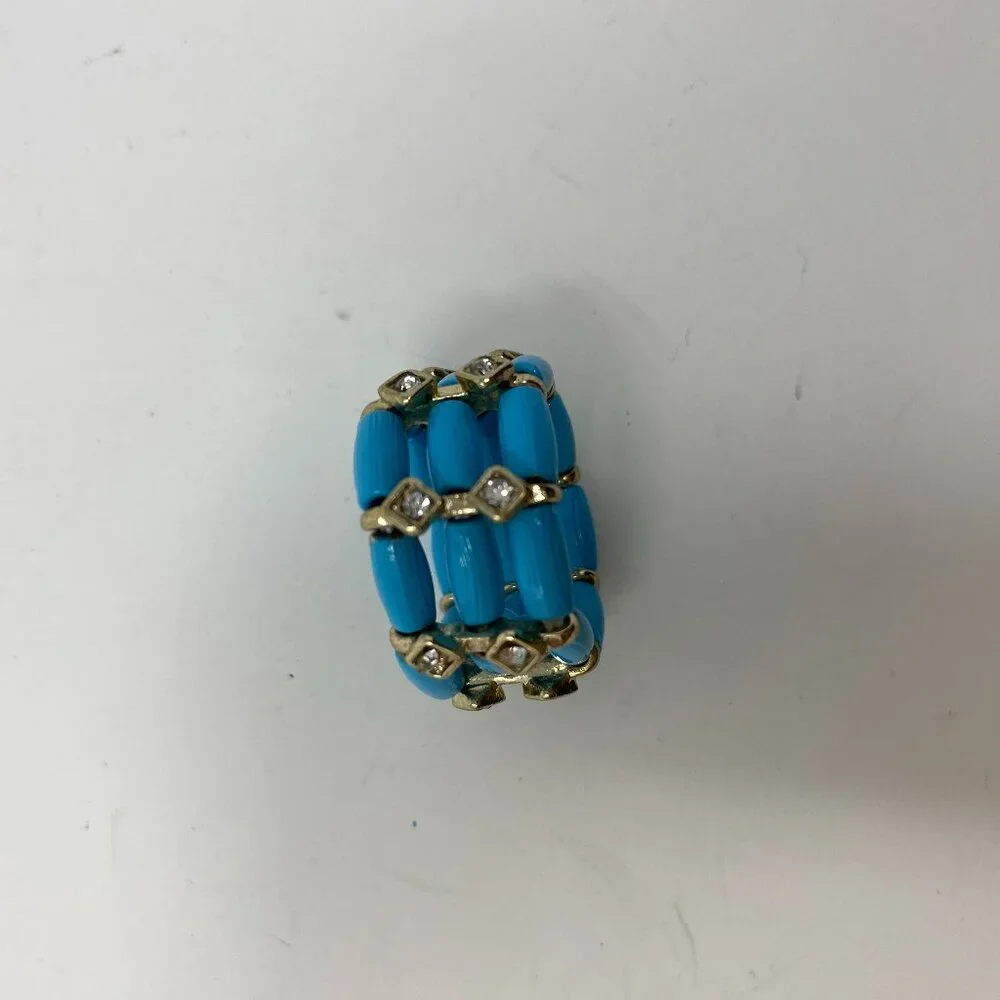 king square stretch 3 strand turquoise ring